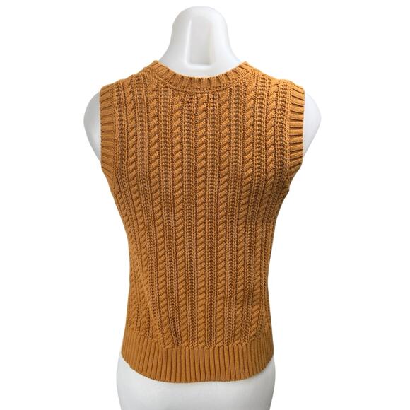Rachel Zoe Brown Chunky Cable Knit Sleeveless Crew Neck Sweater Vest Top Size XS - Picture 2 of 5